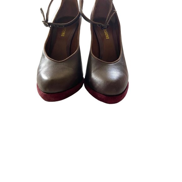 Missoni Leather Ankle Strap Pumps Brown Size 38 Stealth Wealth Boho Glam Classic - Picture 4 of 13